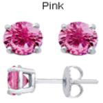 Zirkonia Ohrstecker 5mm Rosa Sterling Silber