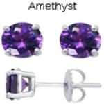 Zirkonia Ohrstecker 5mm Amethyst Sterling Silber